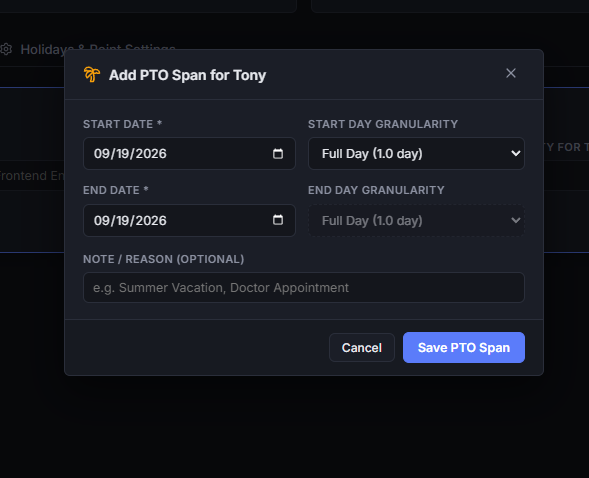 Add PTO
